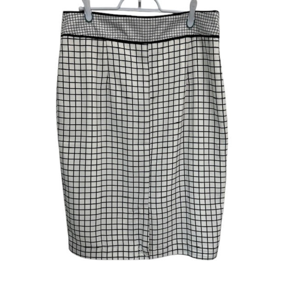 Downeast Pencil Skirt White Grid Pattern Career Wear Business Casual Size Med - Picture 4 of 11